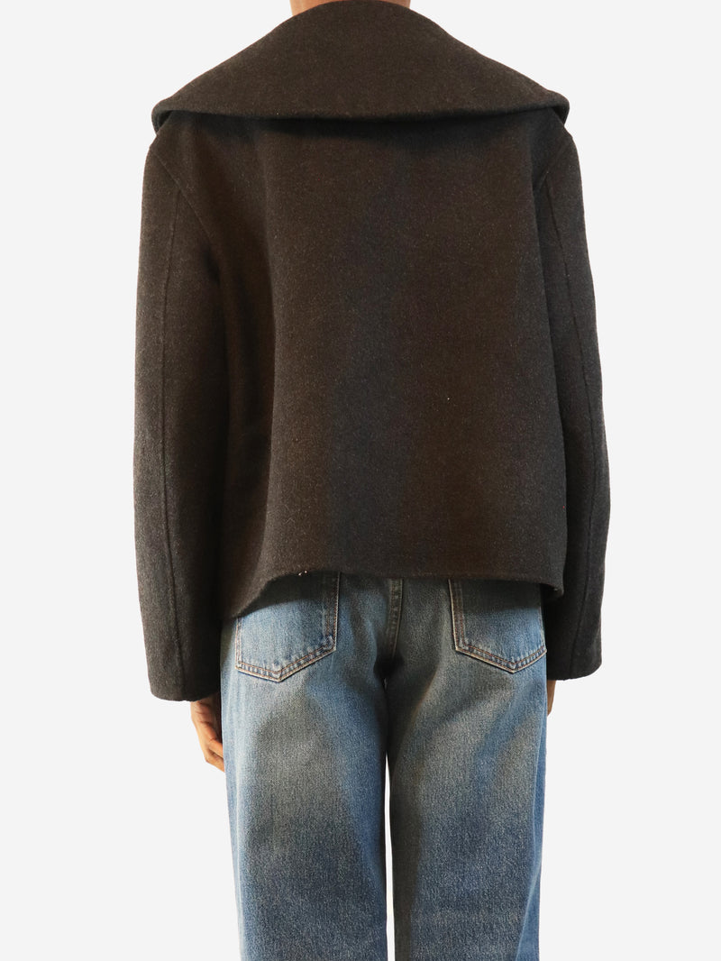 Charcoal cropped wool-blend jacket - size UK 6