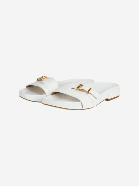 White leather buckled flat sandals - size EU 42 alternate image