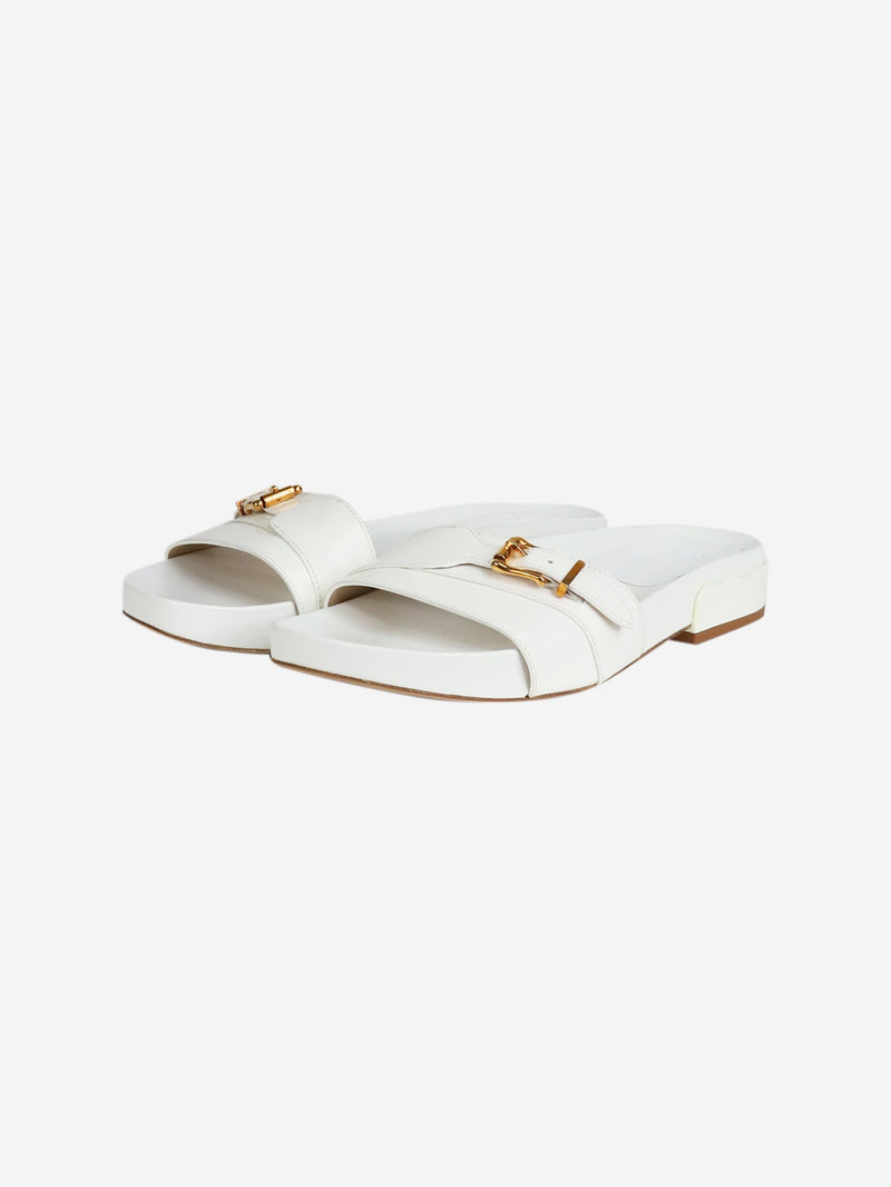 White leather buckled flat sandals - size EU 42 Flat Sandals Gabriela Hearst 