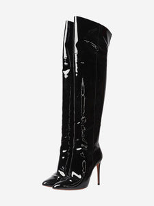 Aquazzura Black over knee high patent boots - size EU 39