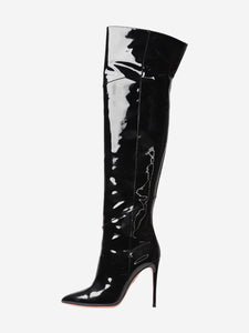 Aquazzura Black over knee high patent boots - size EU 39