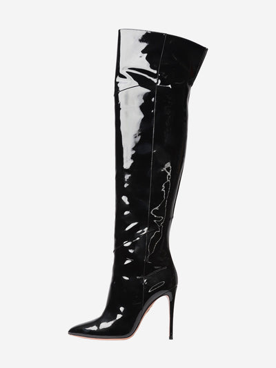 Black over knee high patent boots - size EU 39 Boots Aquazzura 