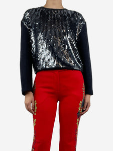 3.1 Phillip Lim Blue sequin-embellished wool jumper - size M