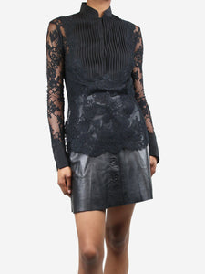 Ermanno Scervino Black lace blouse - size UK 8