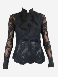 Ermanno Scervino Black lace blouse - size UK 8