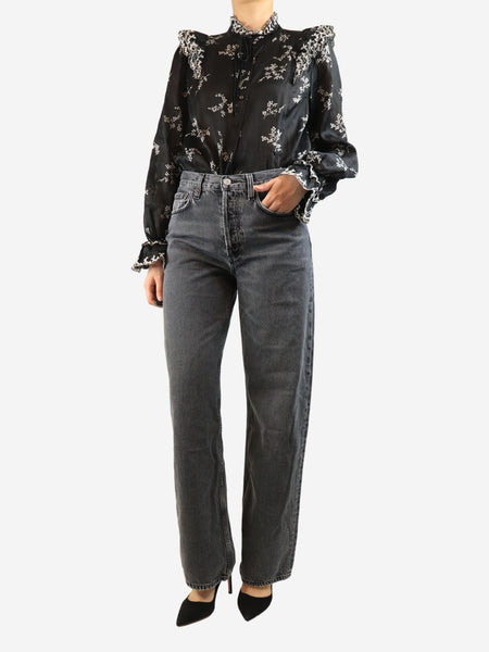 Washed grey wide-leg jeans - size UK 8 alternate image