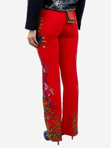 Etro Red floral-printed straight-leg trousers - size UK 8