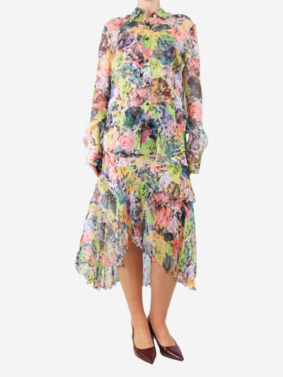 Multicolour sheer floral blouse - size UK 14 Tops Dries Van Noten 