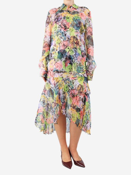 Multicolour sheer floral blouse - size UK 14 product image