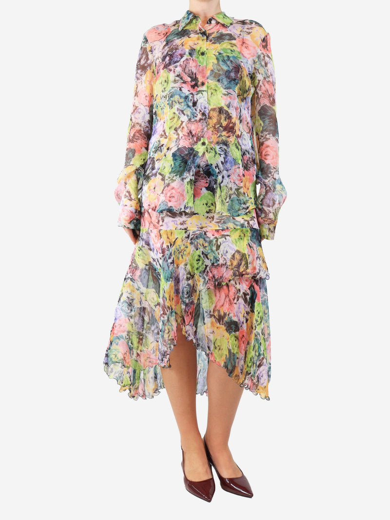 Multicolour sheer floral blouse - size UK 14 Tops Dries Van Noten 