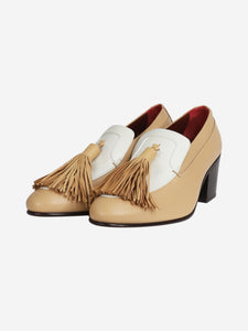 Celine Beige leather tassel heeled loafers - size EU 38.5