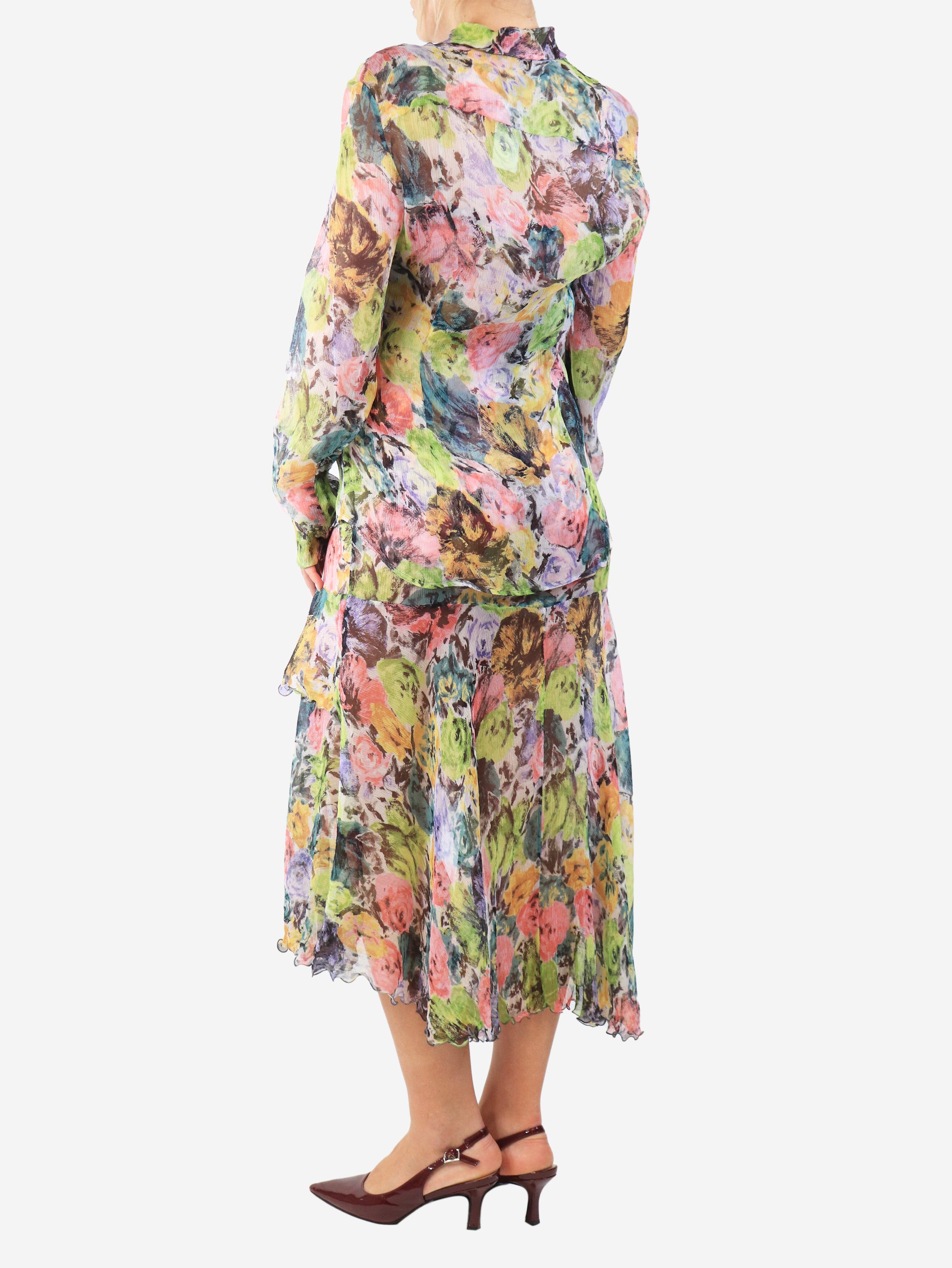 Multicolour sheer floral blouse - size UK 14 Tops Dries Van Noten 