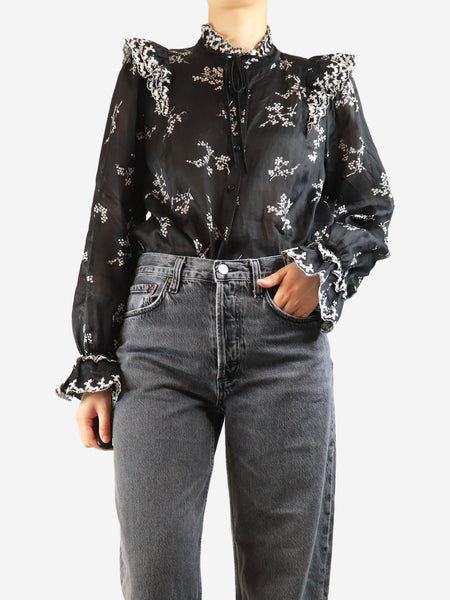 Black embroidered blouse - size UK 12 product image