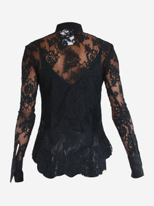 Ermanno Scervino Black lace blouse - size UK 8