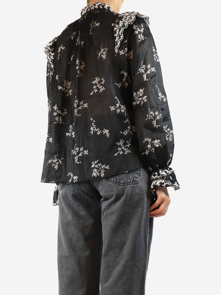 Black embroidered blouse - size UK 12 alternate image