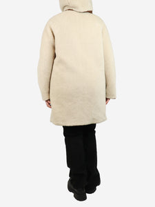 Loro Piana Cream reversible hooded sheepskin coat - size UK 12