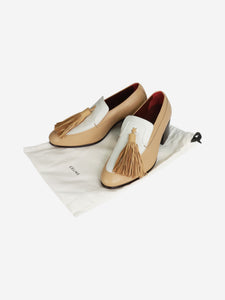 Celine Beige leather tassel heeled loafers - size EU 38.5