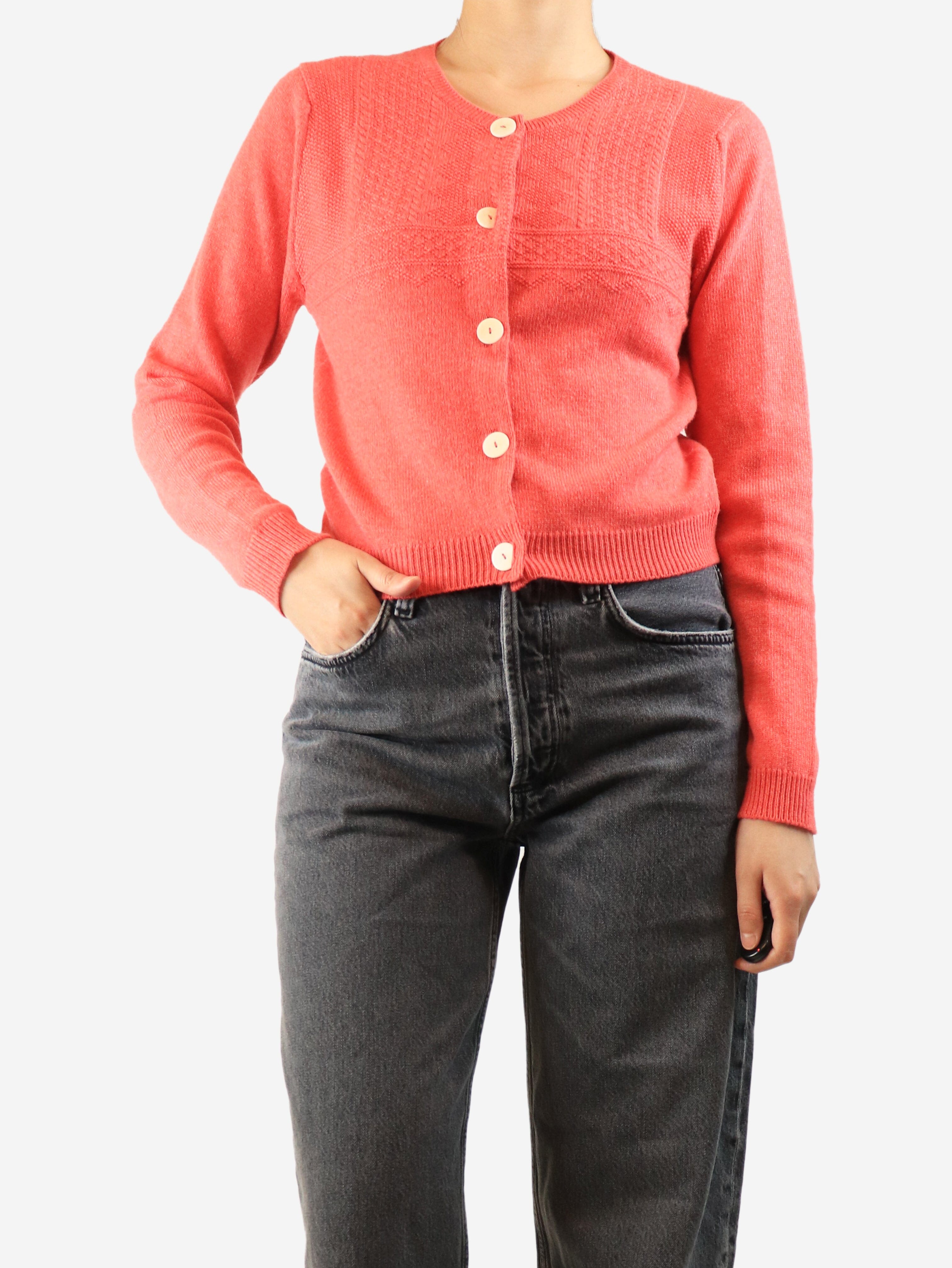 Pink cashmere cardigan - size UK 12 Knitwear Brora 