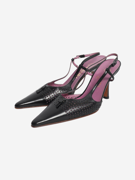 Black perforated leather slingback heels - size EU 38 alternate image