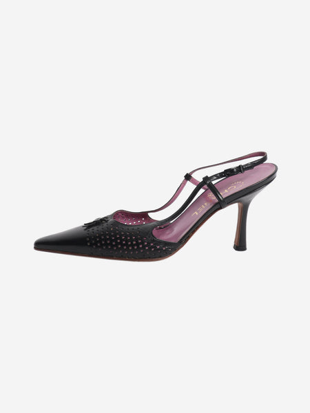 Black perforated leather slingback heels - size EU 38 product image