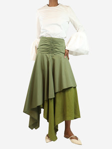 Loewe Khaki Hankerchief-hem maxi skirt - size UK 10