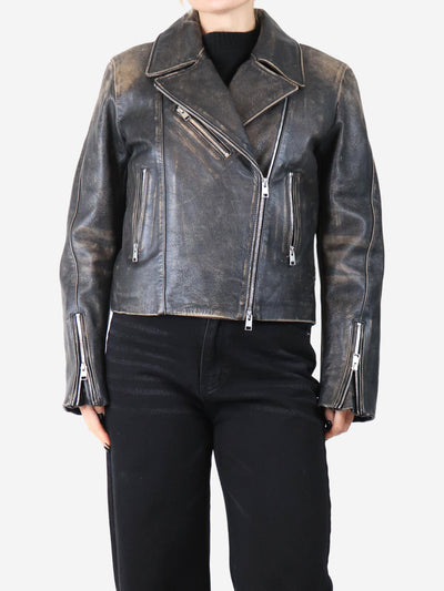 Black distressed leather jacket - size S Coats & Jackets Frame 