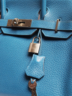 Blue Birkin 30 togo leather bag Top Handle Bags Hermes 