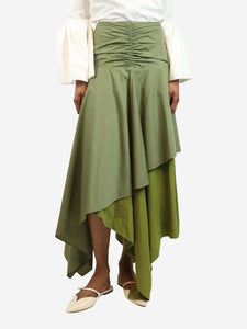 Loewe Khaki Hankerchief-hem maxi skirt - size UK 10