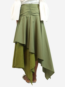 Loewe Khaki Hankerchief-hem maxi skirt - size UK 10