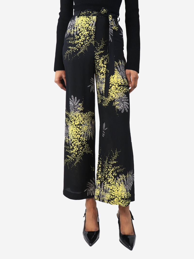 Black and yellow floral culottes - size UK 4 Trousers Valentino 