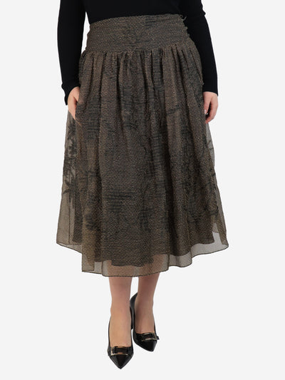 Brown textured patterned midi skirt - size UK 12 Skirts Christian Dior 