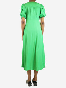 Ganni Green ripstop button-front midi dress - size UK 6