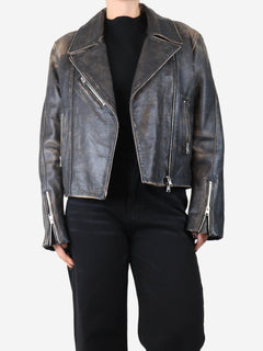 Black distressed leather jacket - size S Coats & Jackets Frame 