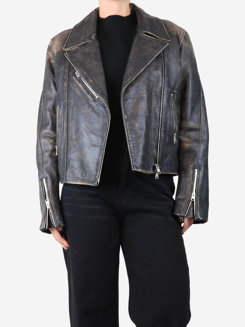 Black distressed leather jacket - size S Coats & Jackets Frame 