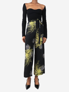 Black and yellow floral culottes - size UK 4 Trousers Valentino 