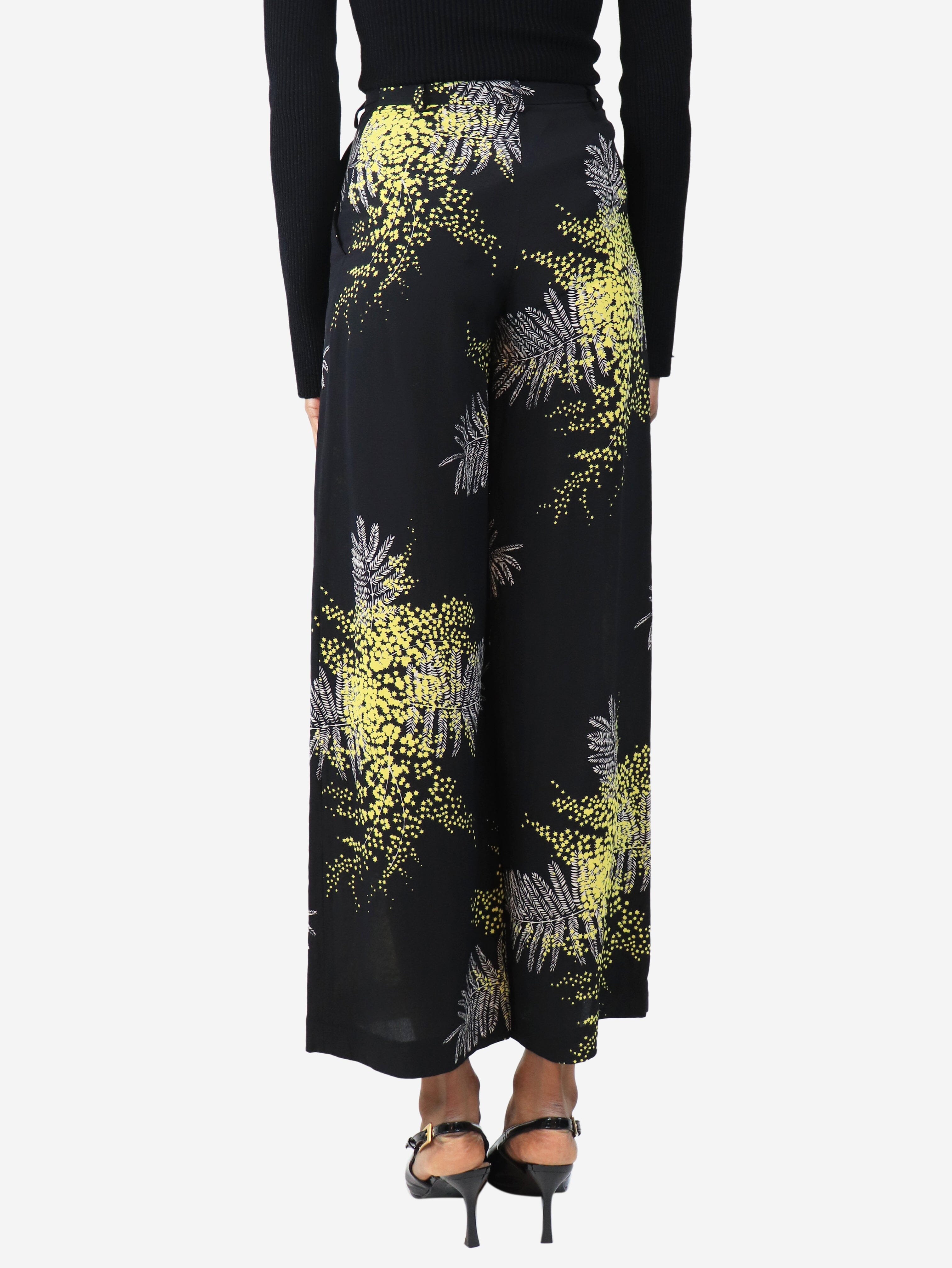Black and yellow floral culottes - size UK 4 Trousers Valentino 