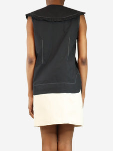 Ganni Black sleeveless contrast-stitched shirt - size UK 6