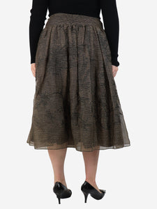 Dior Brown textured patterned midi skirt - size UK 12