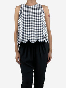 Lisa Marie Fernandez Blue scallop-trim gingham top - size XS