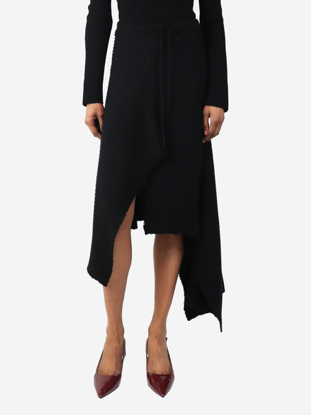 Black rib-knit asymmetric skirt - size XS product image