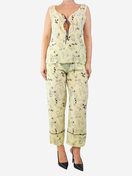 Yellow floral cami top and trouser set - size M product image
