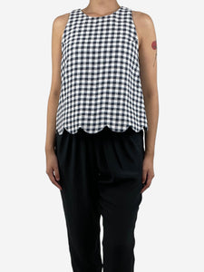 Lisa Marie Fernandez Blue scallop-trim gingham top - size XS