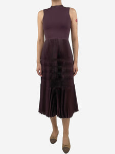 Theory Burgundy sleeveless pleated midi dress - size S