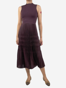 Theory Burgundy sleeveless pleated midi dress - size S