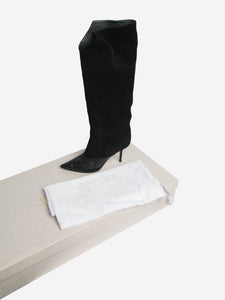 Jimmy Choo Black suede and leather knee-high boots - size EU 36.5