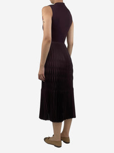 Theory Burgundy sleeveless pleated midi dress - size S