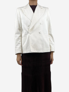 MM6 Maison Margiela White double-breasted padded-shoulders blazer - size UK 8