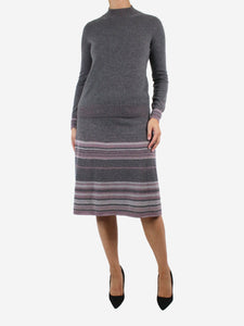 Agnona Grey knitted jumper and midi skirt set - size S
