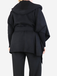 Theory Black wool-blend hooded cape - size L
