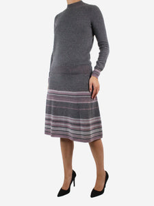 Agnona Grey knitted jumper and midi skirt set - size S